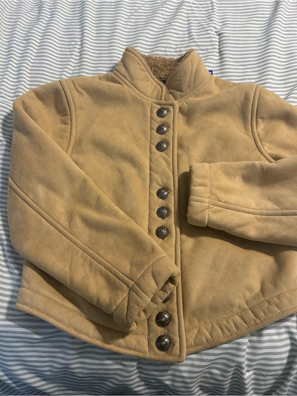 Nike Camel Teddy Button-Front Jacket